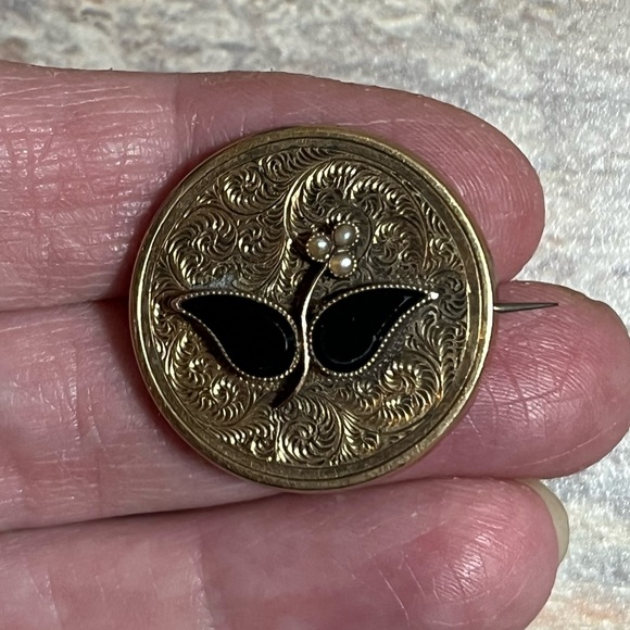 Victorian Gold-Filled Or Gold Shell Mourning Brooch/Pin - Picture 4 of 13